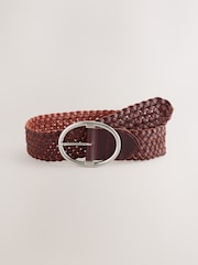 Berry Red Plaited Wide Leather Belt - Image 5 of 7