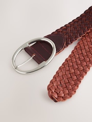 Berry Red Plaited Wide Leather Belt - Image 6 of 7
