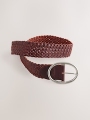 Berry Red Plaited Wide Leather Belt - Image 7 of 7