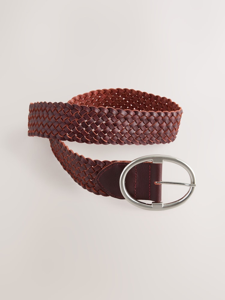 Berry Red Plaited Wide Leather Belt - Image 7 of 7
