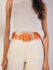 Orange Wide Raffia Belt - Image 1 of 6