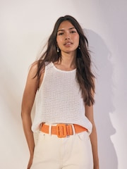 Orange Wide Raffia Belt - Image 2 of 6
