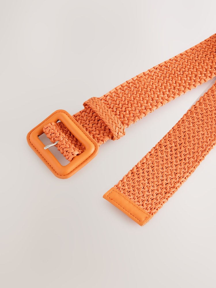 Orange Wide Raffia Belt - Image 6 of 6