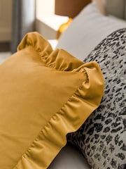 Ochre Yellow 50 x 50cm Matte Velvet Frill Edge Cushion - Image 2 of 5