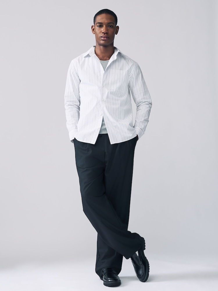 White Mono 100% Cotton Relaxed Fit Long Sleeve Shirt - Image 2 of 7