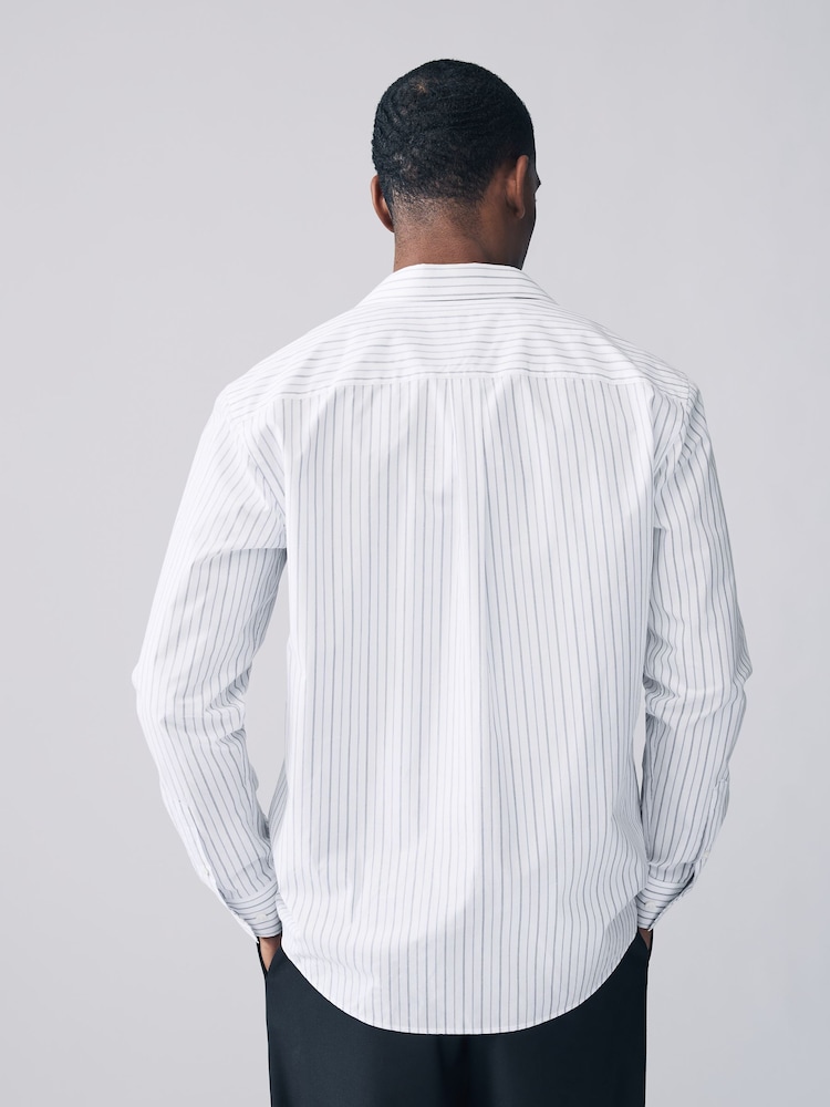 White Mono 100% Cotton Relaxed Fit Long Sleeve Shirt - Image 3 of 7