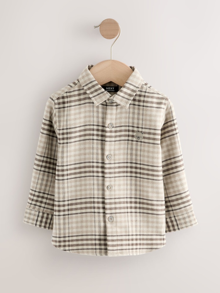 Neutral/Tan Long Sleeve Check Character Shirt (3mths-7yrs) - Image 1 of 4