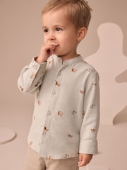 Mint Green Dog Long Sleeve Grandad Collar All-Over Print Character Shirt (3mths-7yrs) - Image 1 of 8