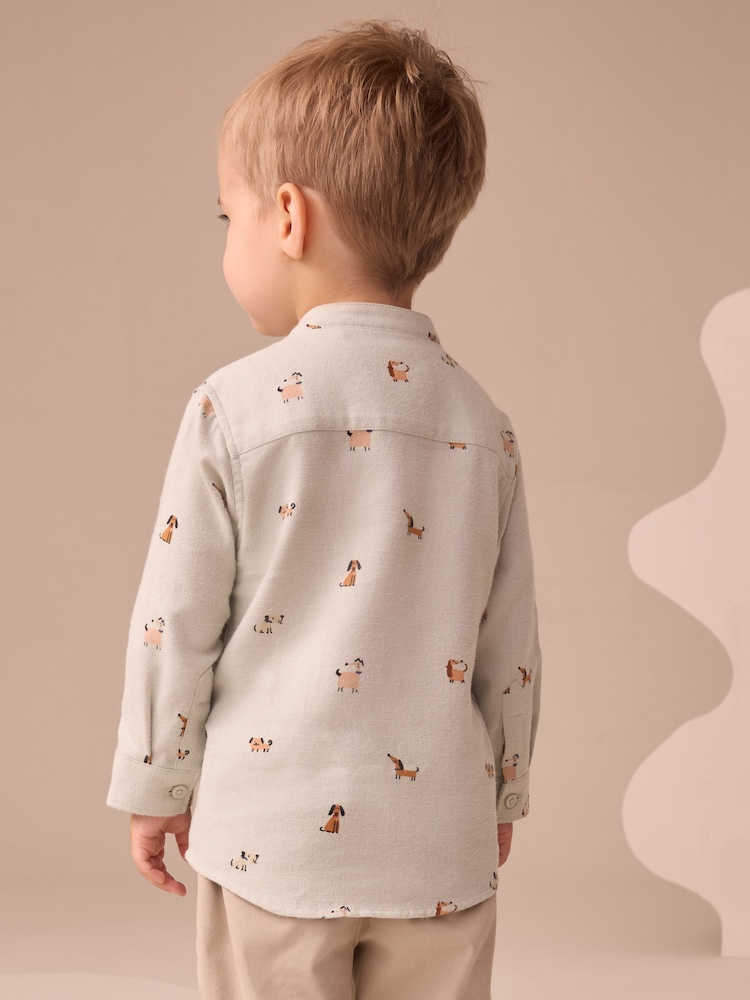 Mint Green Dog Long Sleeve Grandad Collar All-Over Print Character Shirt (3mths-7yrs) - Image 2 of 8