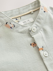 Mint Green Dog Long Sleeve Grandad Collar All-Over Print Character Shirt (3mths-7yrs) - Image 7 of 8