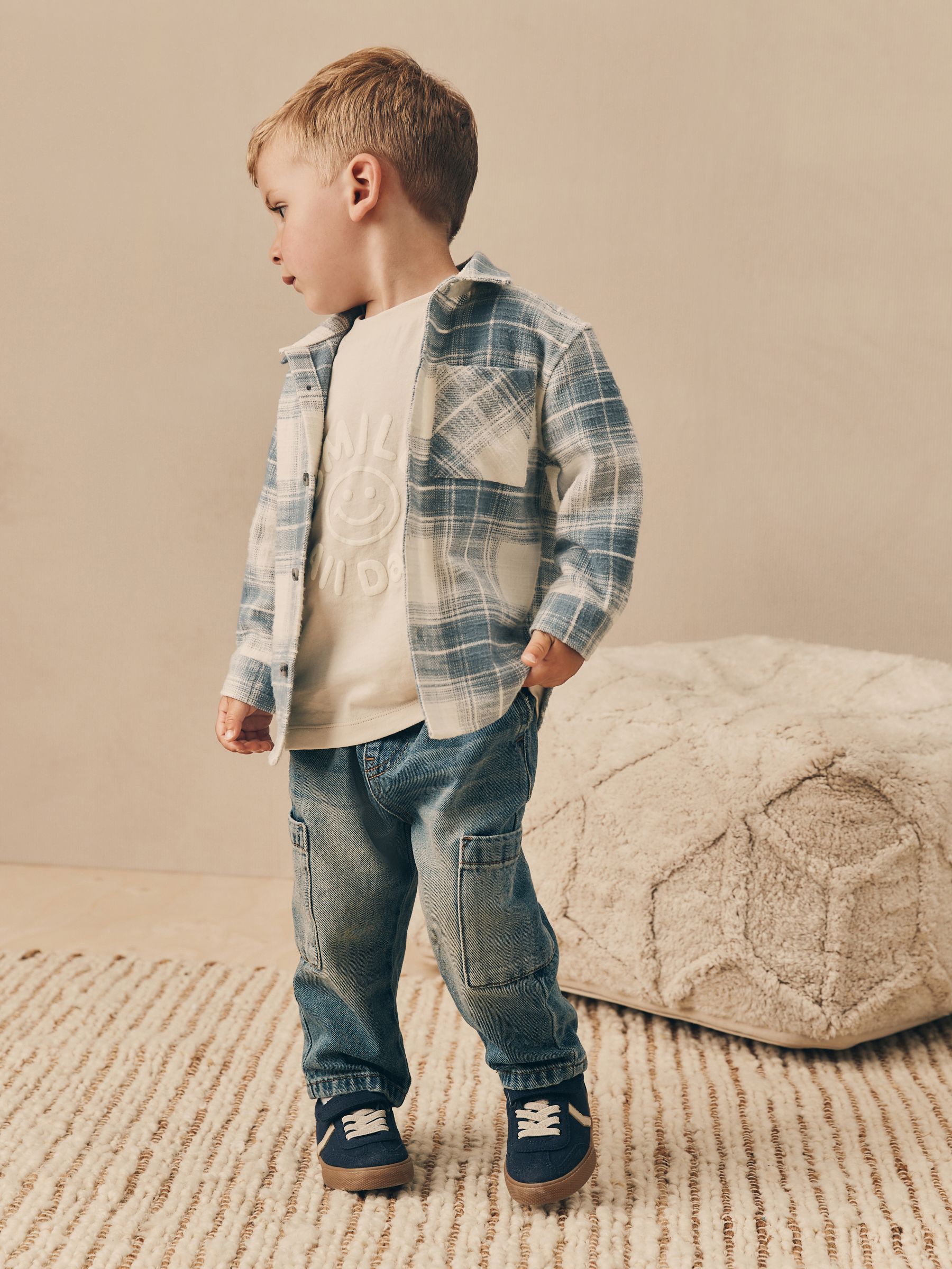 Buy Blue Check Long Sleeve Shirt and T-Shirt Set (3mths-7yrs) from