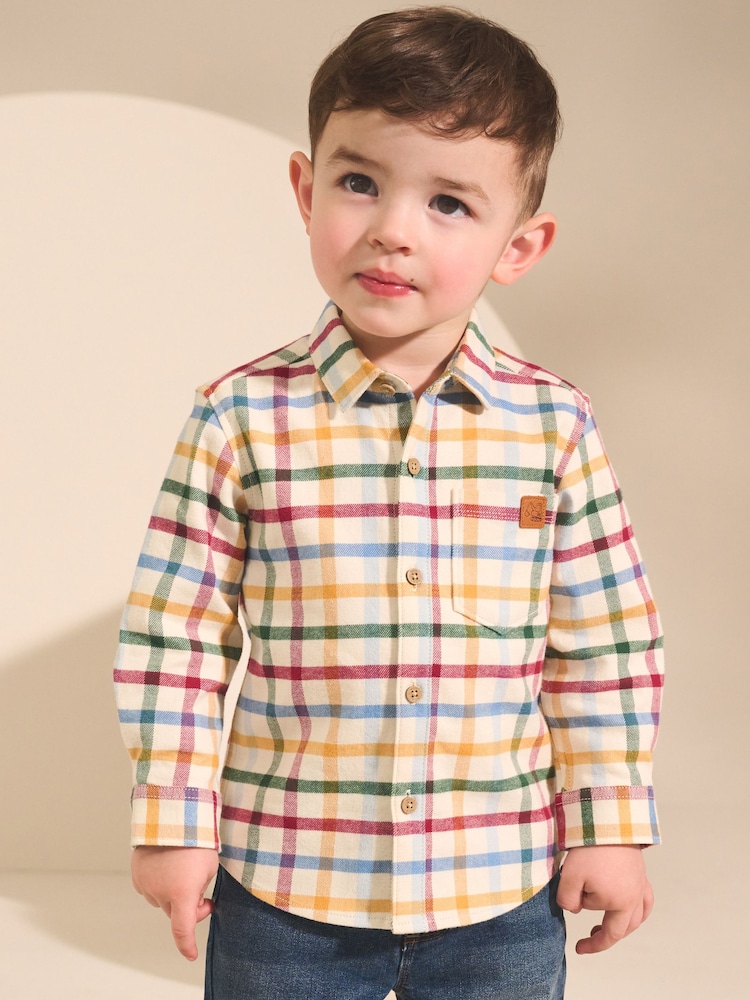 Ecru Bright Gingham Check Long Sleeve Check Character Shirt (3mths-7yrs) - Image 1 of 4