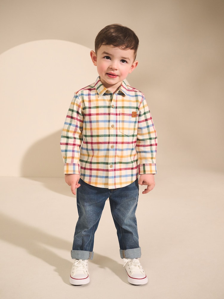 Ecru Bright Gingham Check Long Sleeve Check Character Shirt (3mths-7yrs) - Image 2 of 4