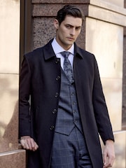 Skopes Black Tailored Fit Aldgate Overcoat - Image 1 of 4