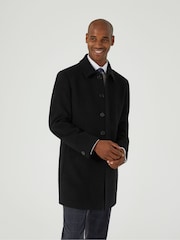 Skopes Black Tailored Fit Aldgate Overcoat - Image 2 of 4
