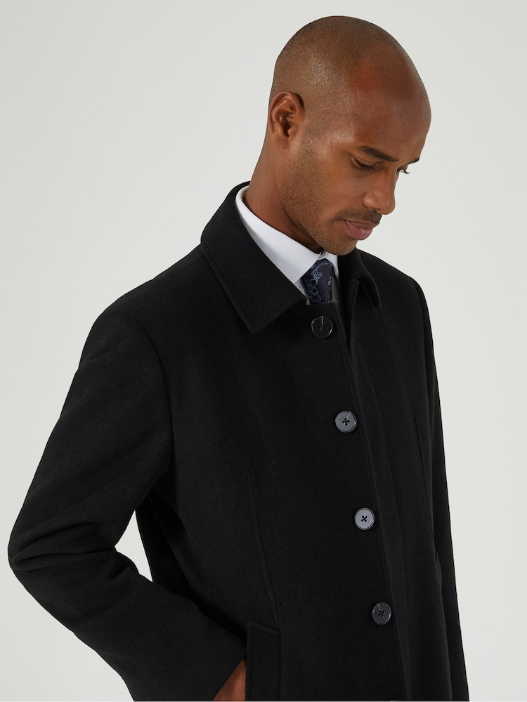 Skopes Black Tailored Fit Aldgate Overcoat - Image 4 of 4