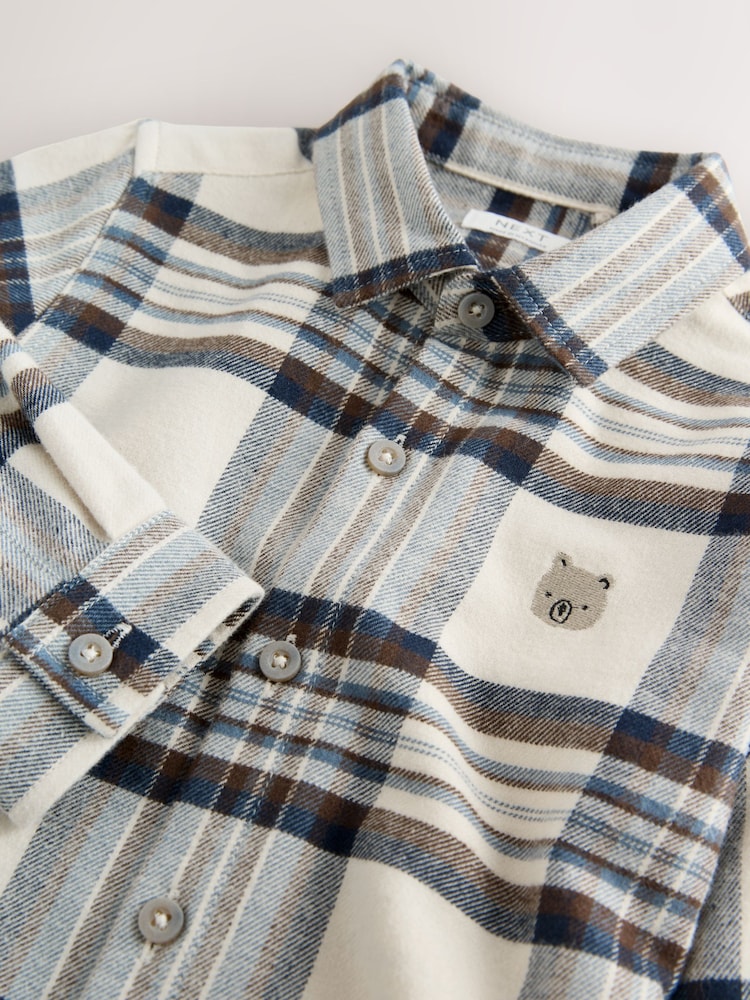 Blue/Ecru Long Sleeve Check Character Shirt (3mths-7yrs) - Image 4 of 4