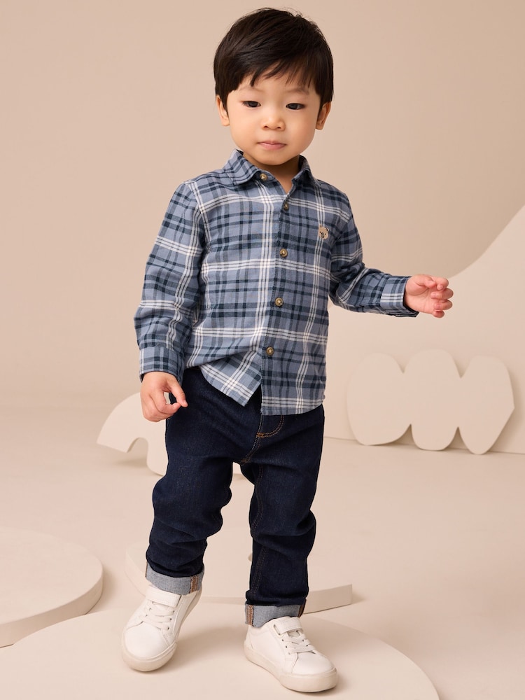 Blue Bear Check Long Sleeve Check Character Shirt (3mths-7yrs) - Image 2 of 7