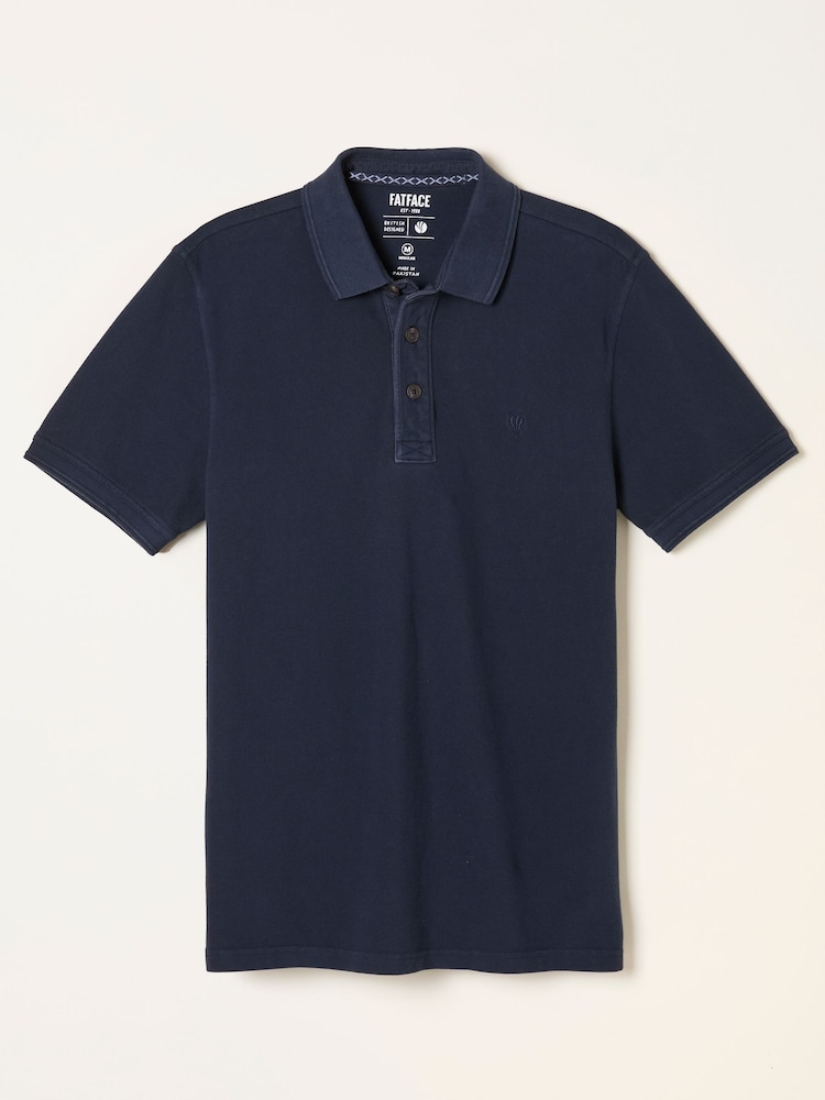 FatFace Navy Short Sleeve Pique Polo - Image 1 of 1 FatFace Navy Short Sleeve Pique Polo - Image 1 of 1