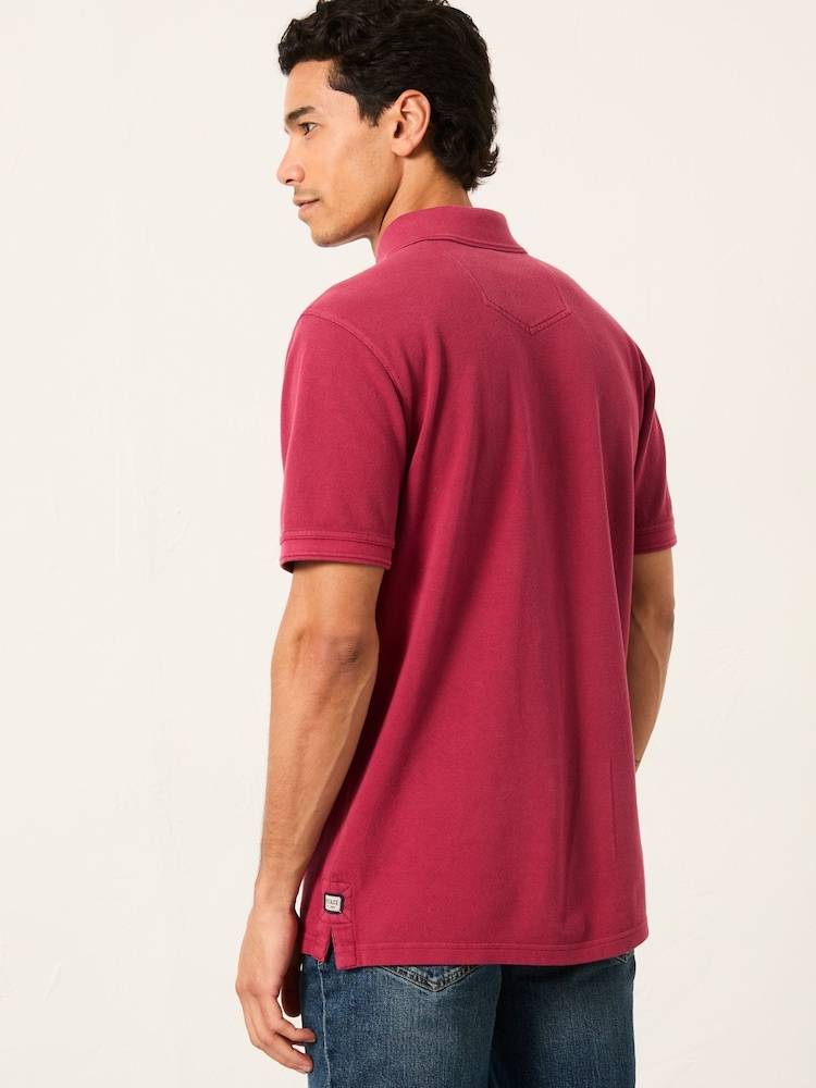FatFace Berry Red Short Sleeve Pique Polo - Image 2 of 6