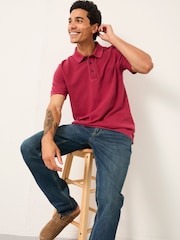 FatFace Berry Red Short Sleeve Pique Polo - Image 5 of 6