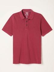 FatFace Berry Red Short Sleeve Pique Polo - Image 6 of 6