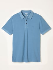 FatFace Chambray Blue Short Sleeve Pique Polo - Image 1 of 1