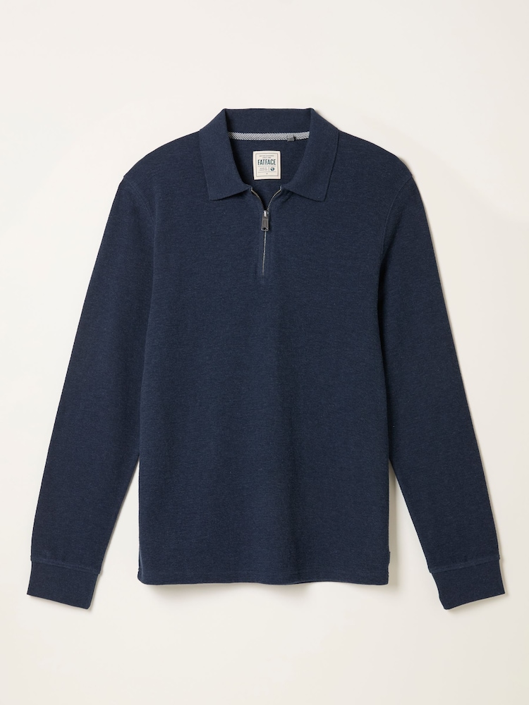 FatFace Shawford Navy Shawford Zip Neck Polo - Image 1 of 1 FatFace Shawford Navy Shawford Zip Neck Polo - Image 1 of 1