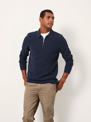 FatFace Shawford Navy Shawford Zip Neck Polo - Image 4 of 5
