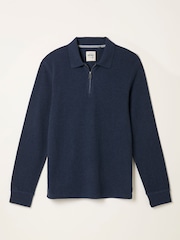 FatFace Shawford Navy Shawford Zip Neck Polo - Image 5 of 5