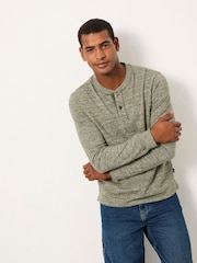 FatFace Compton Green Haze Twist Long Sleeve Henley - Image 1 of 6