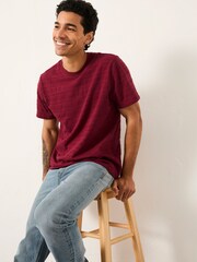 FatFace Lulworth Claret Textured Tshirt - Image 1 of 5