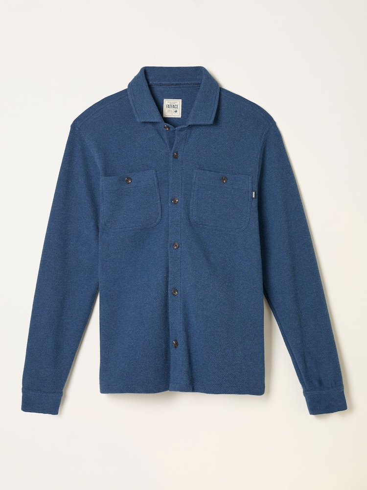 FatFace Dark Teal Blue Waffle Shirt - Image 1 of 1 FatFace Dark Teal Blue Waffle Shirt - Image 1 of 1