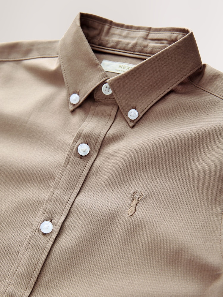 Taupe Single Oxford Shirt (3-16yrs) - Image 3 of 4