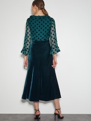 Monsoon Blue Dora Polka Dot Velvet Midi Dress - Image 3 of 4