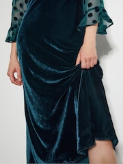 Monsoon Blue Dora Polka Dot Velvet Midi Dress - Image 4 of 4