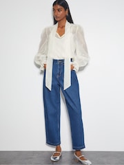 Monsoon Natural Mae Organza Pussybow Blouse - Image 2 of 3