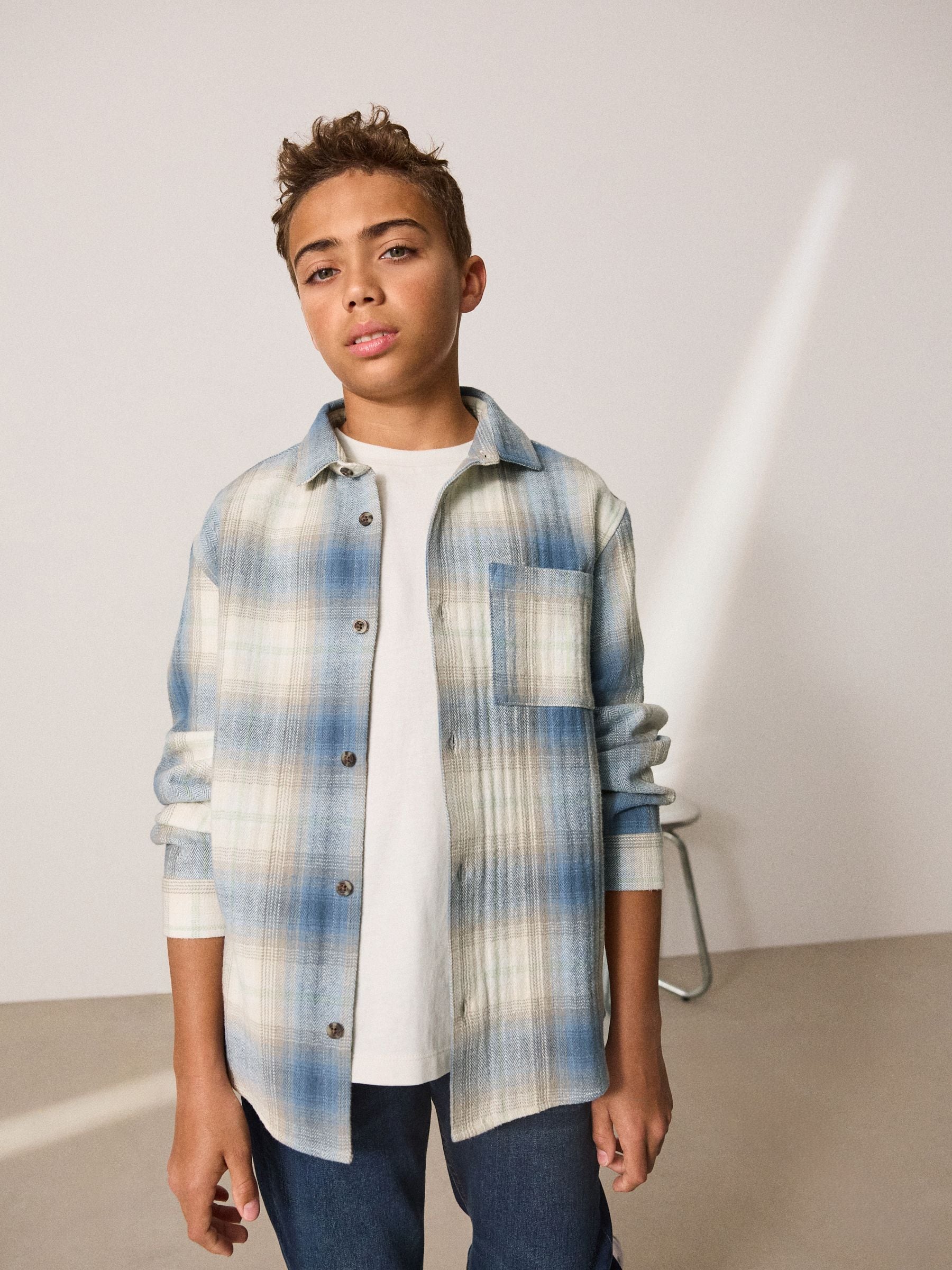 Buy Blue Shadow Long Sleeve Check Shirt and T-Shirt Set 2 Piece (3