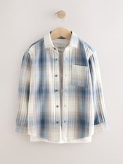Blue Shadow Check Long Sleeve Check Shirt and T-Shirt Set 2 Piece (3-16yrs) - Image 12 of 18