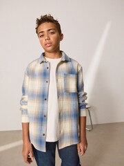 Blue Shadow Check Long Sleeve Check Shirt and T-Shirt Set 2 Piece (3-16yrs) - Image 15 of 18