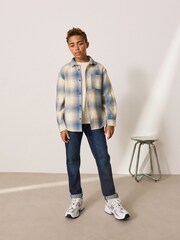 Blue Shadow Check Long Sleeve Check Shirt and T-Shirt Set 2 Piece (3-16yrs) - Image 17 of 18