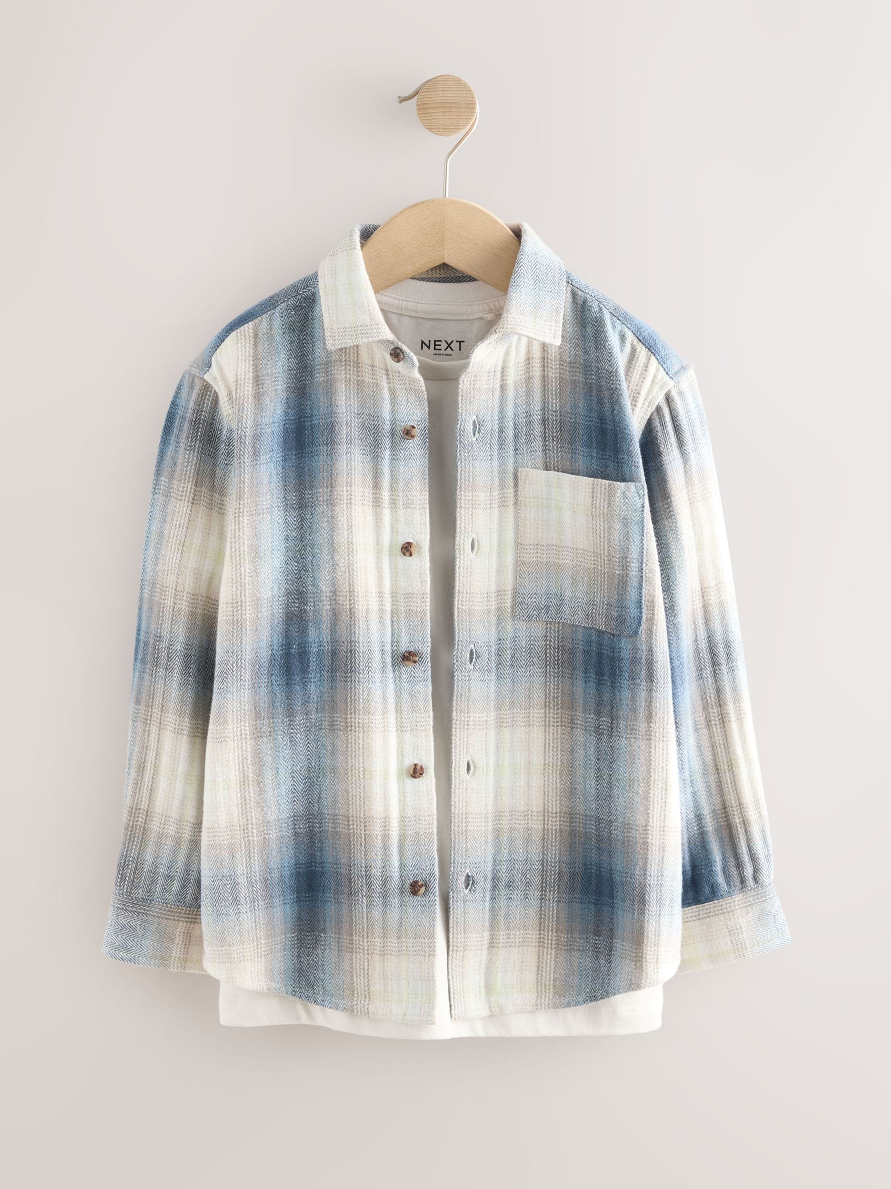 Buy Blue Shadow Long Sleeve Check Shirt and T-Shirt Set 2 Piece (3