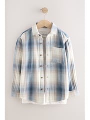 Blue Shadow Check Long Sleeve Check Shirt and T-Shirt Set 2 Piece (3-16yrs) - Image 8 of 18