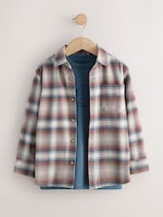 Rust Brown Long Sleeve Check Shirt and T-Shirt Set 2 Piece (3-16yrs) - Image 1 of 5