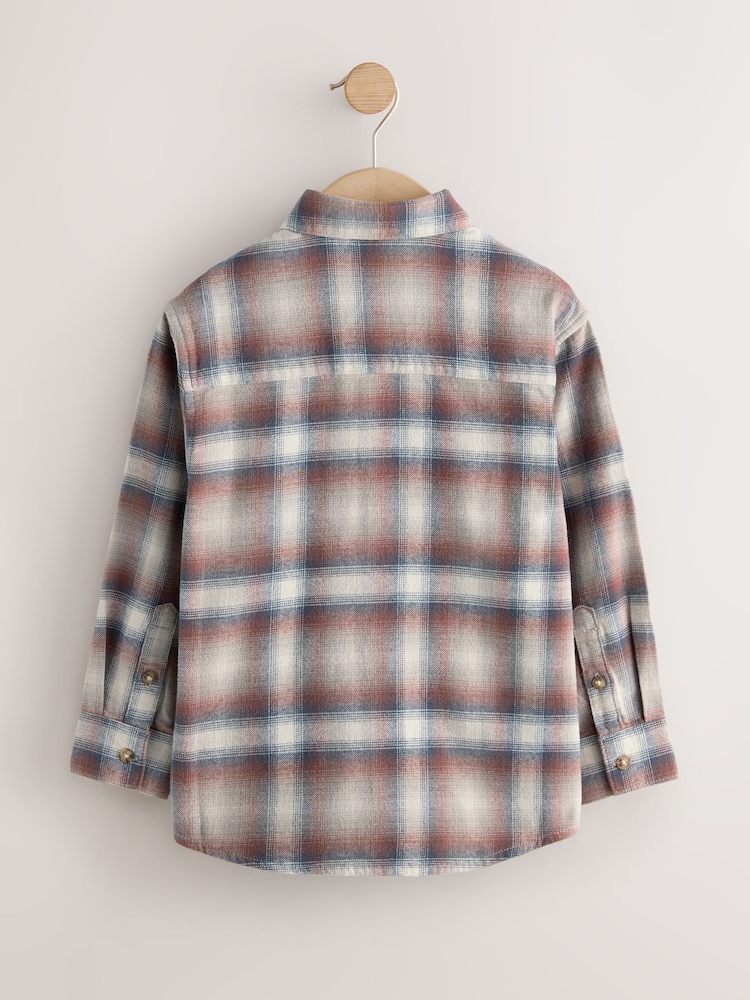 Rust Brown Long Sleeve Check Shirt and T-Shirt Set 2 Piece (3-16yrs) - Image 2 of 5