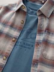 Rust Brown Long Sleeve Check Shirt and T-Shirt Set 2 Piece (3-16yrs) - Image 4 of 5