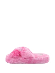 Character Pink Barbie Fluffy Sliders - Image 4 of 5