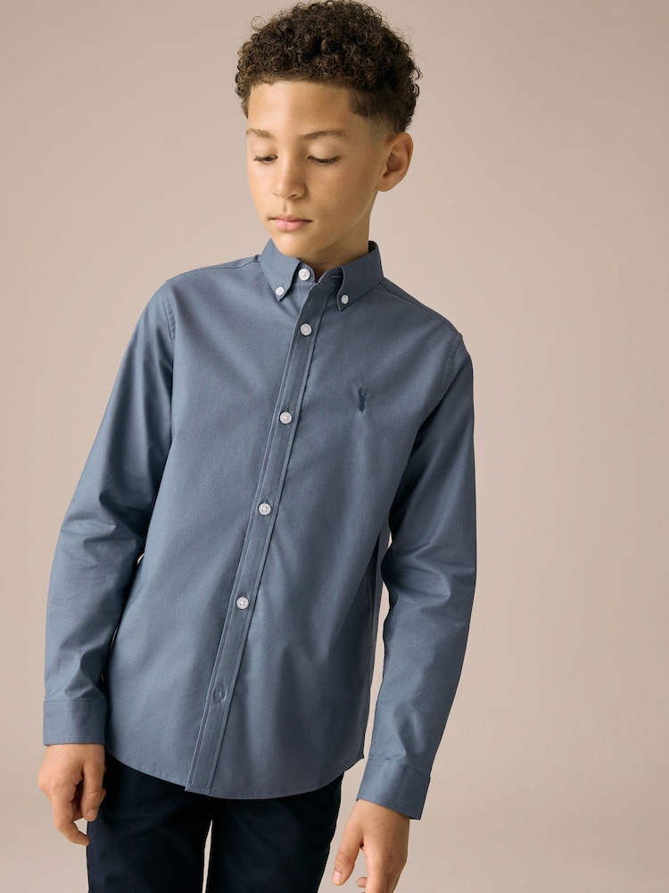 Airforce Blue Single Oxford Shirt (3-16yrs) - Image 1 of 7 Airforce Blue Single Oxford Shirt (3-16yrs) - Image 1 of 7