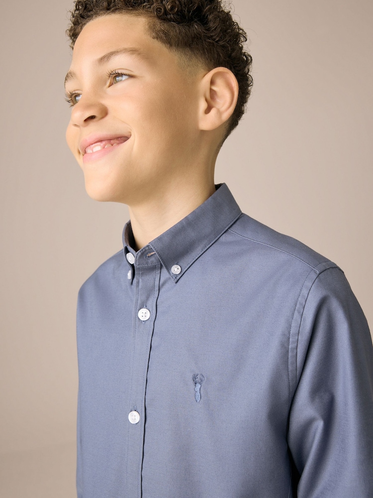 Airforce Blue Single Oxford Shirt (3-16yrs) - Image 4 of 6