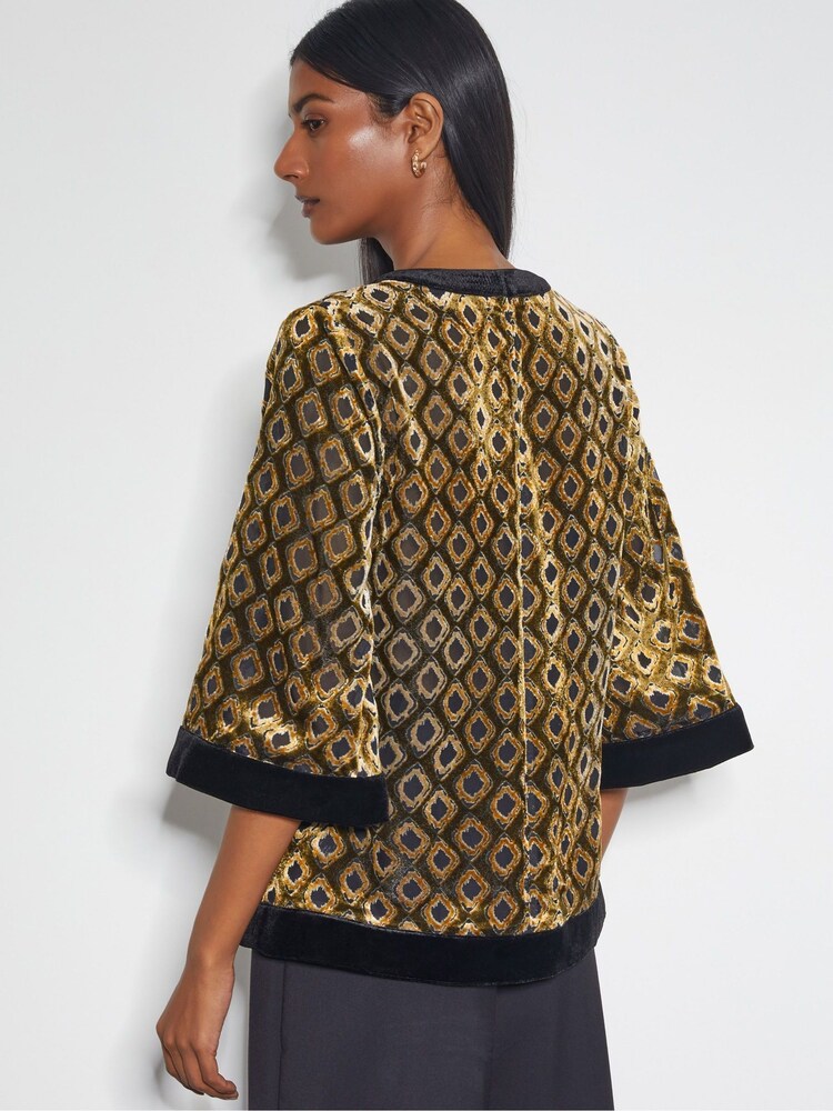 Monsoon Brown Jade Devoré Velvet Top - Image 3 of 3 Monsoon Brown Jade Devoré Velvet Top - Image 3 of 3